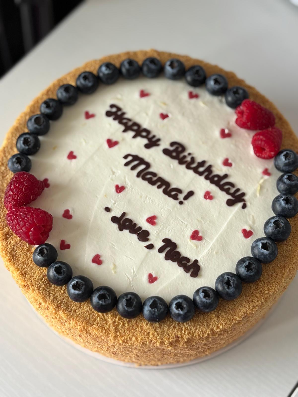 Personalized Honey Cake (Medovyk) with Hearts & Blueberries - Image 3